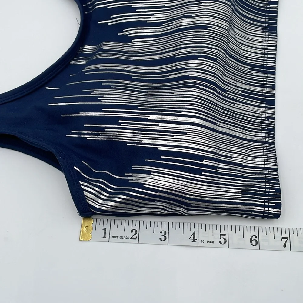 Marika Flex Navy & Metallic Silver Sports Bra Low Impact‎ Removable Bra Pads
